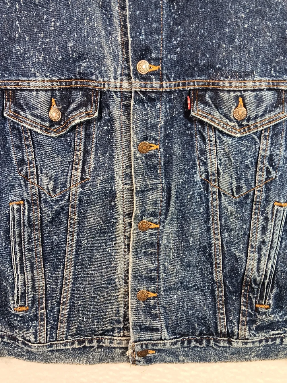 Vintage 80s Levi’s Jacket Mens Large Blue Denim Type 3 Galactic Wash Distressed